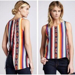 Parker Women's Silk Stripeed Southwest Sleeveless  Top Multi Color Size S
